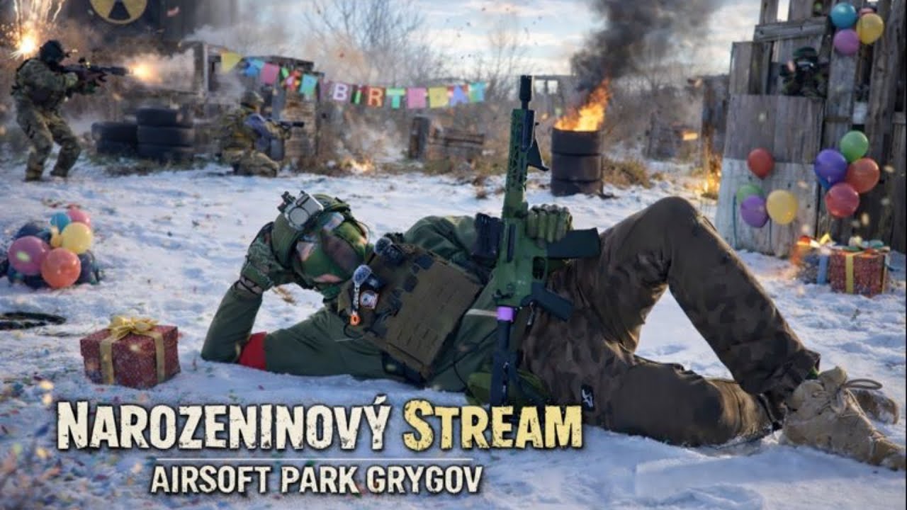 NAROZENINOVÝ AAIRSOFT STREAM 🔥 Airsoft Park Grygov | Akce, pyro & chaos