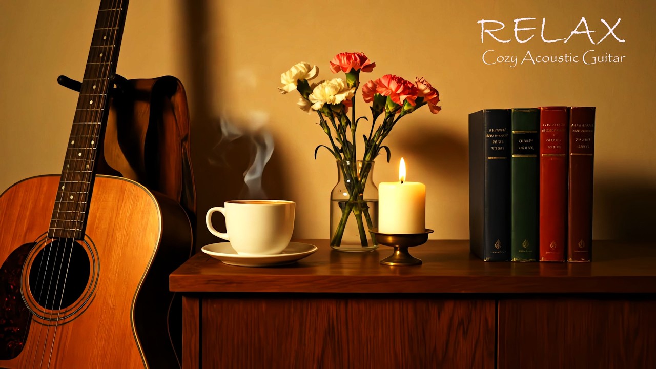 Calm Acoustic Guitar for Deep Relaxation – Cozy Fireplace & Coffee Ambience (2 Hours)