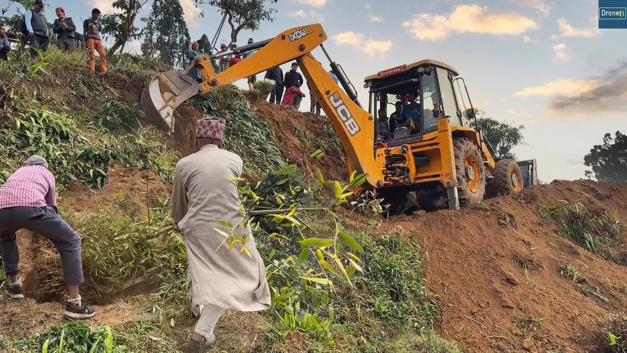 Entire Village Gathers to Watch JCB Widen their Footpath into a Drivable Mountain Road