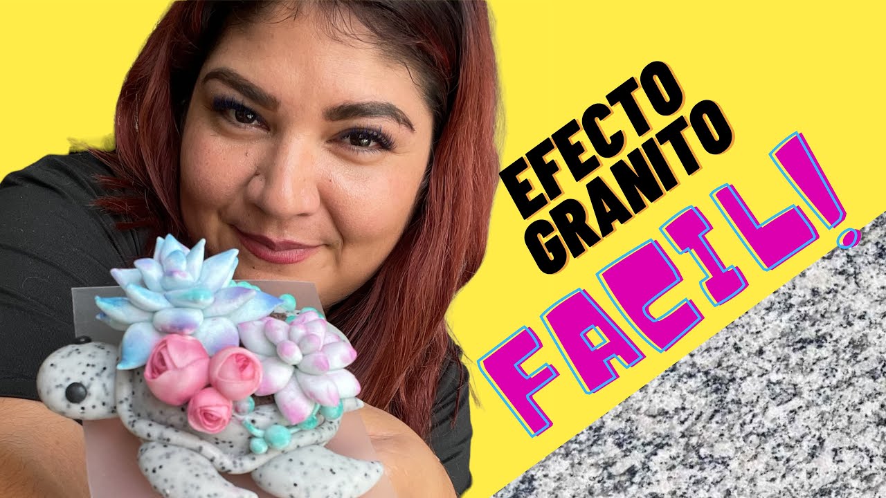 Tortuga con suculentas en porcelana fria// EFECTO GRANITO FÁCIL// pasta flexible - porcelana fria