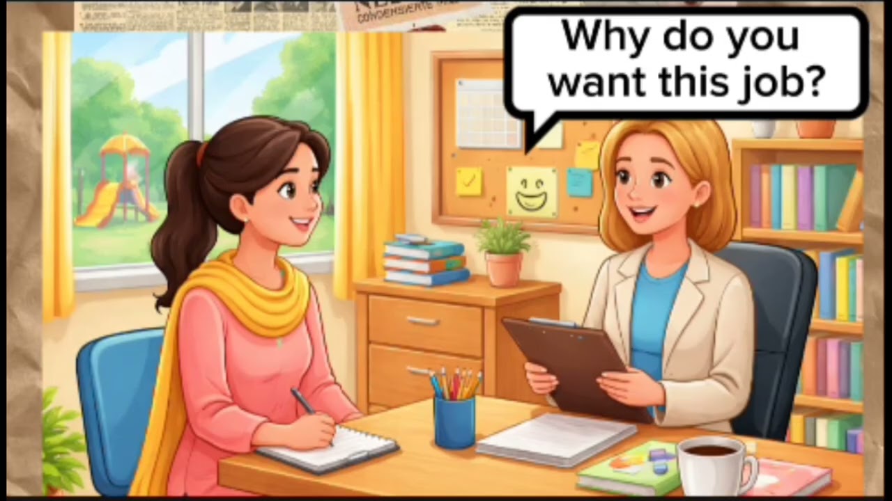 Job interview for beginners _english learning;