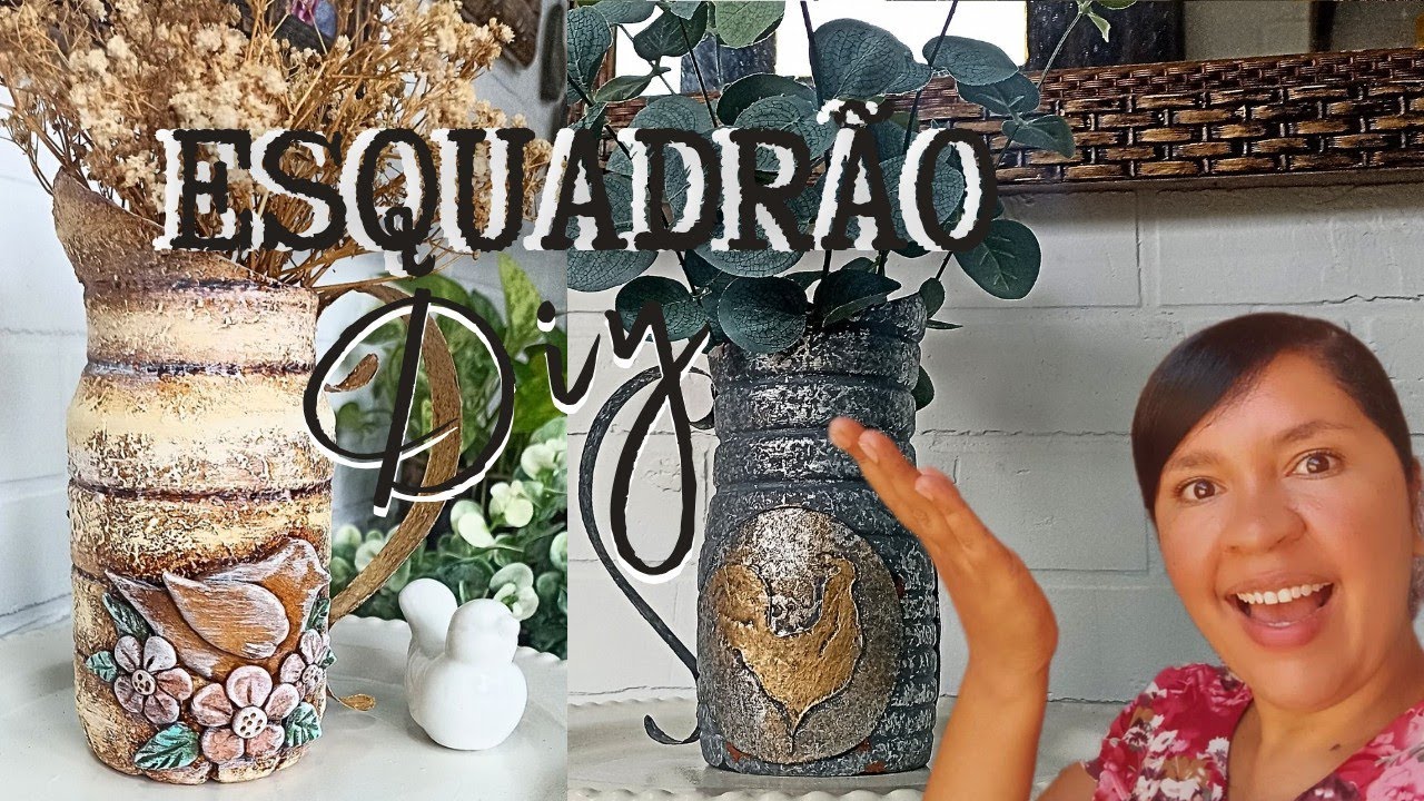 DIY COM GARRAFA DE IOGURTE / DO LIXO AO LUXO/RUSTIC DECOR/ESQUADRÃO DIY/DIKINHA DIY