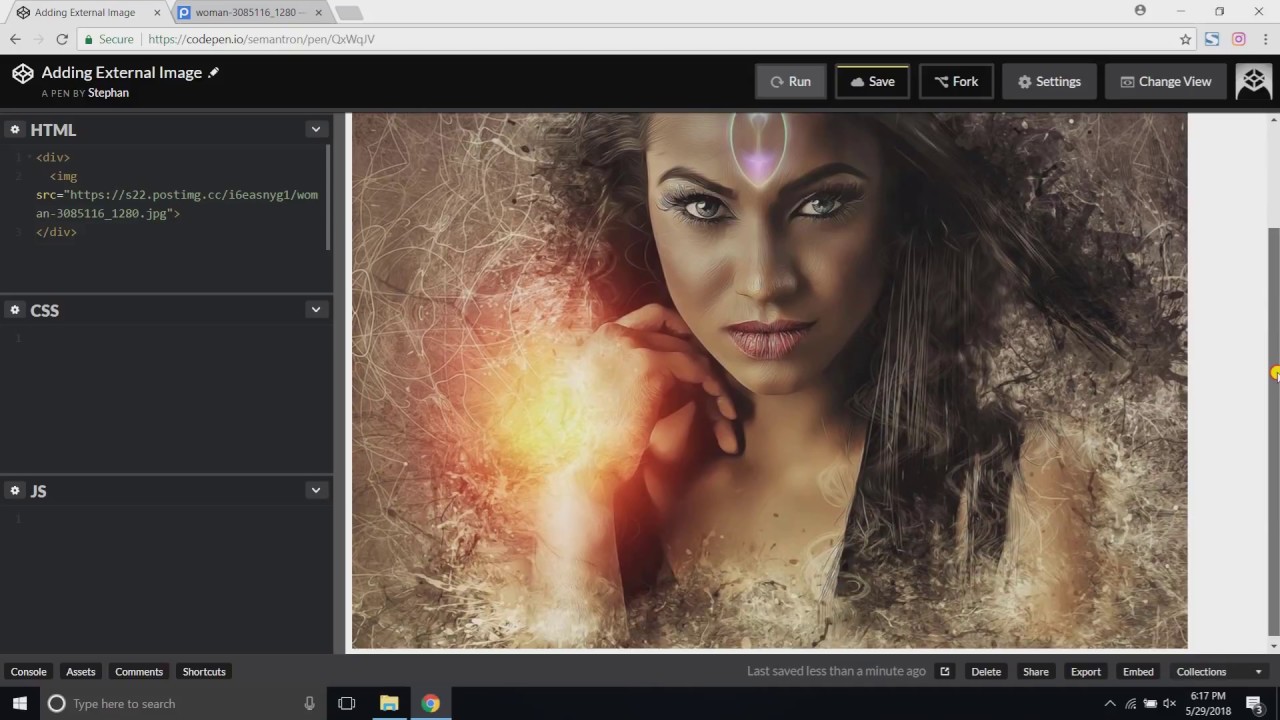 How to add external image to Codepen.io