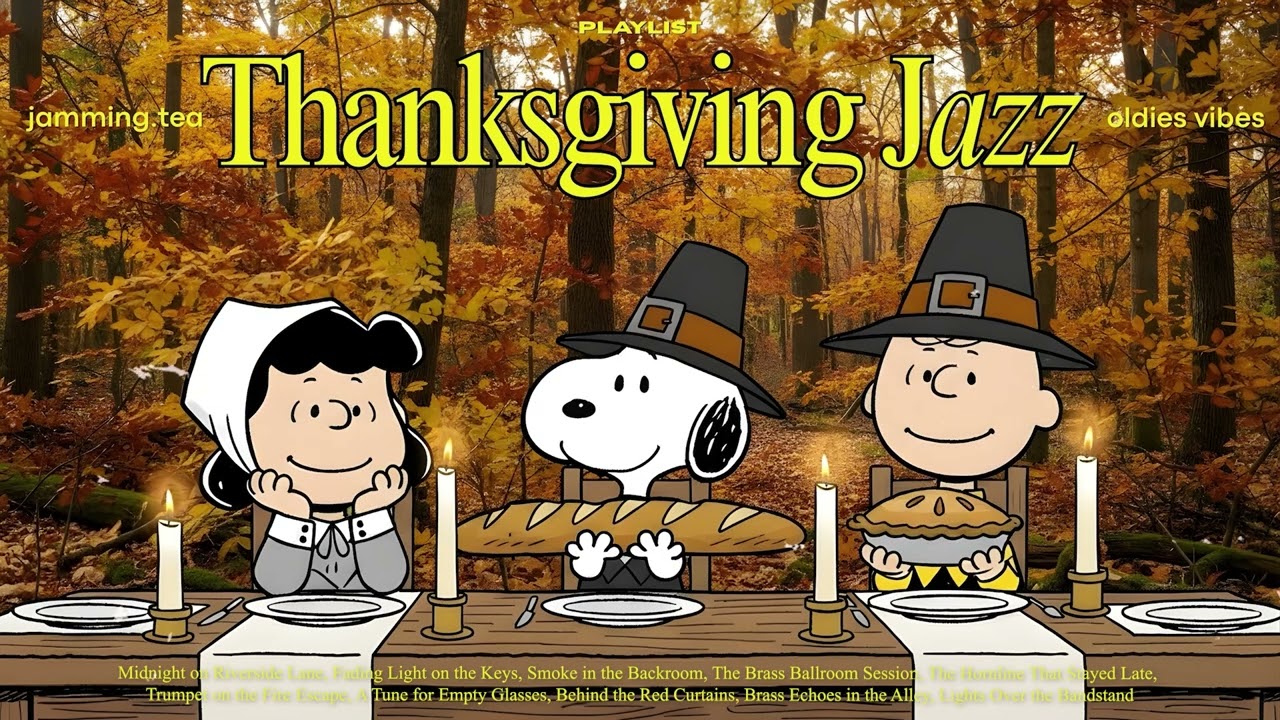 Autumn Harvest Old Records Jazz 🕯️✨ Snoopy & Falling Leaves | Calm, Nostalgic, Thankful