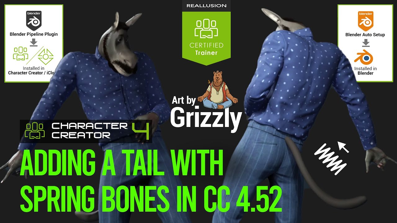 [Updated] Adding a tail with spring bones using Blender Pipeline & Auto Setup Plugin | CC 4.52