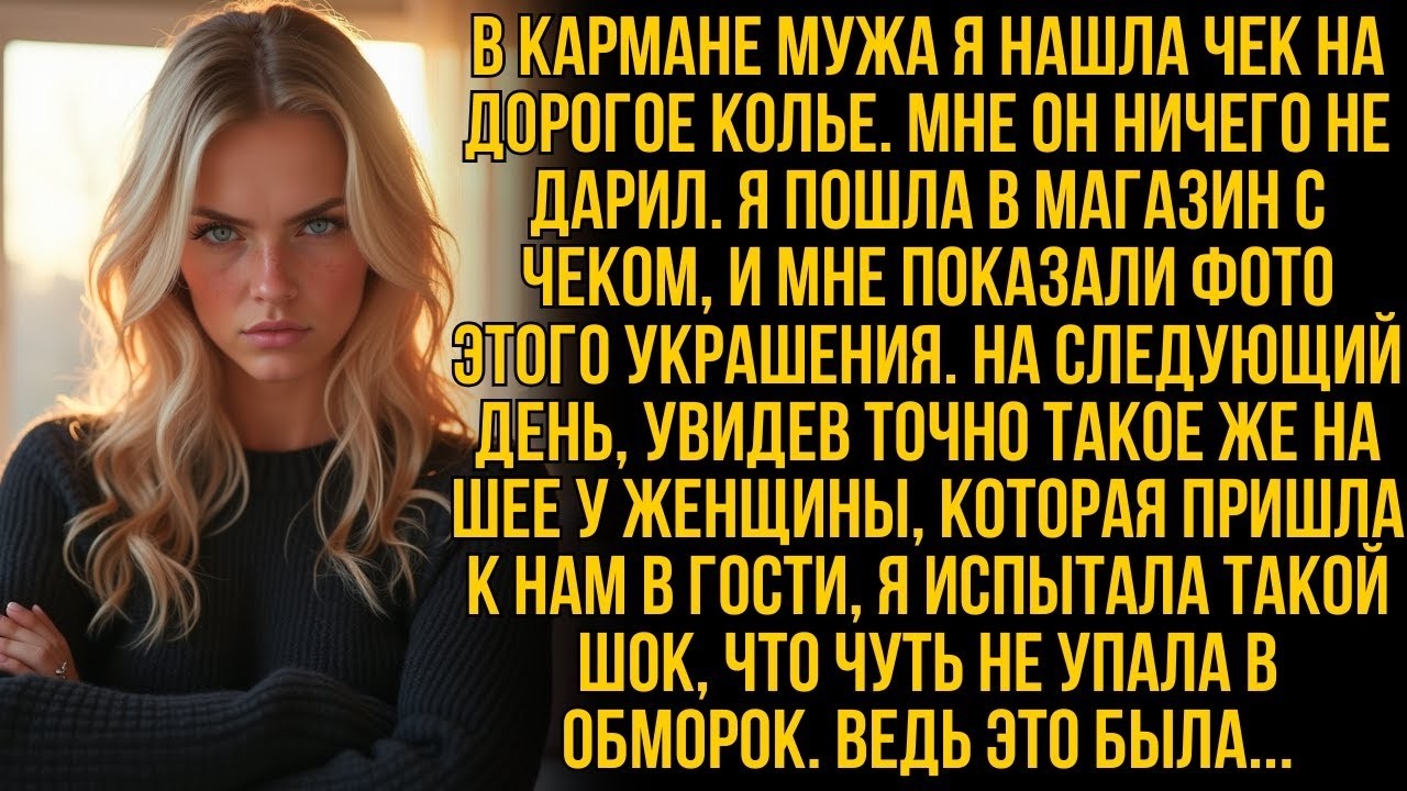 Чек в кармане мужа раскрыл его секрет. Он купил колье для другой женщины. Но шок в том, кто она…