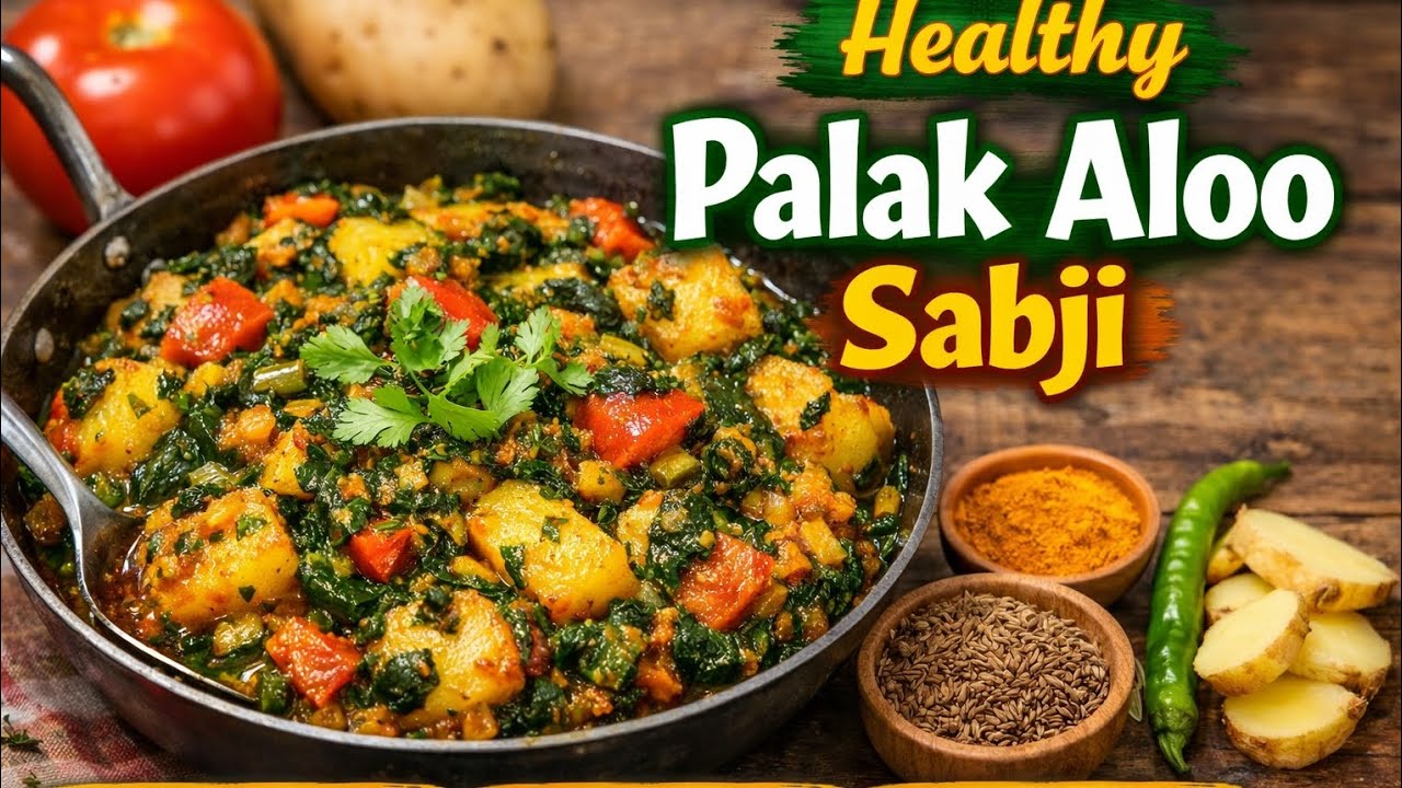 पालक आलू टमाटर की स्वादिष्ट सब्ज़ी | Palak Aloo Tamatar Sabji|Healthy & Easy Sabji@GulgulKitchen-v1c