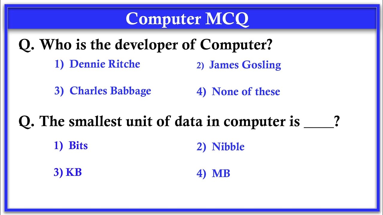 Top 100 Computer Fundamental MCQ 🔥- computer basics mcq question and answer