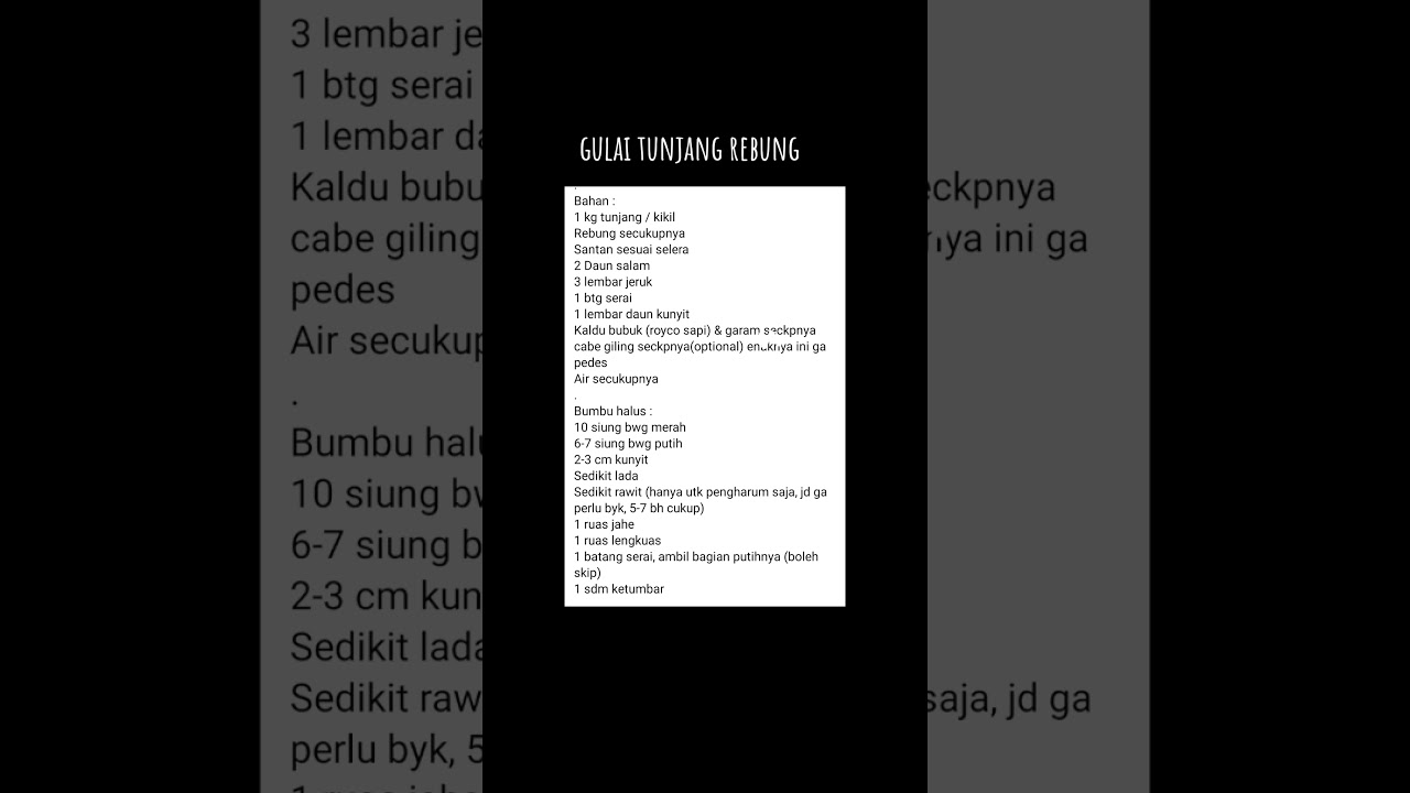 Resep GULAI TUNJANG REBUNG #food #kuliner #resep