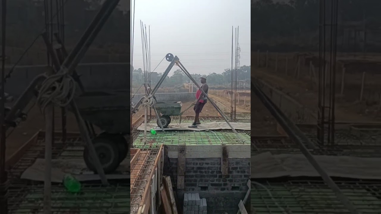 Roof Concrete mixer with Rope hopper and attached Ladder lift #shorts