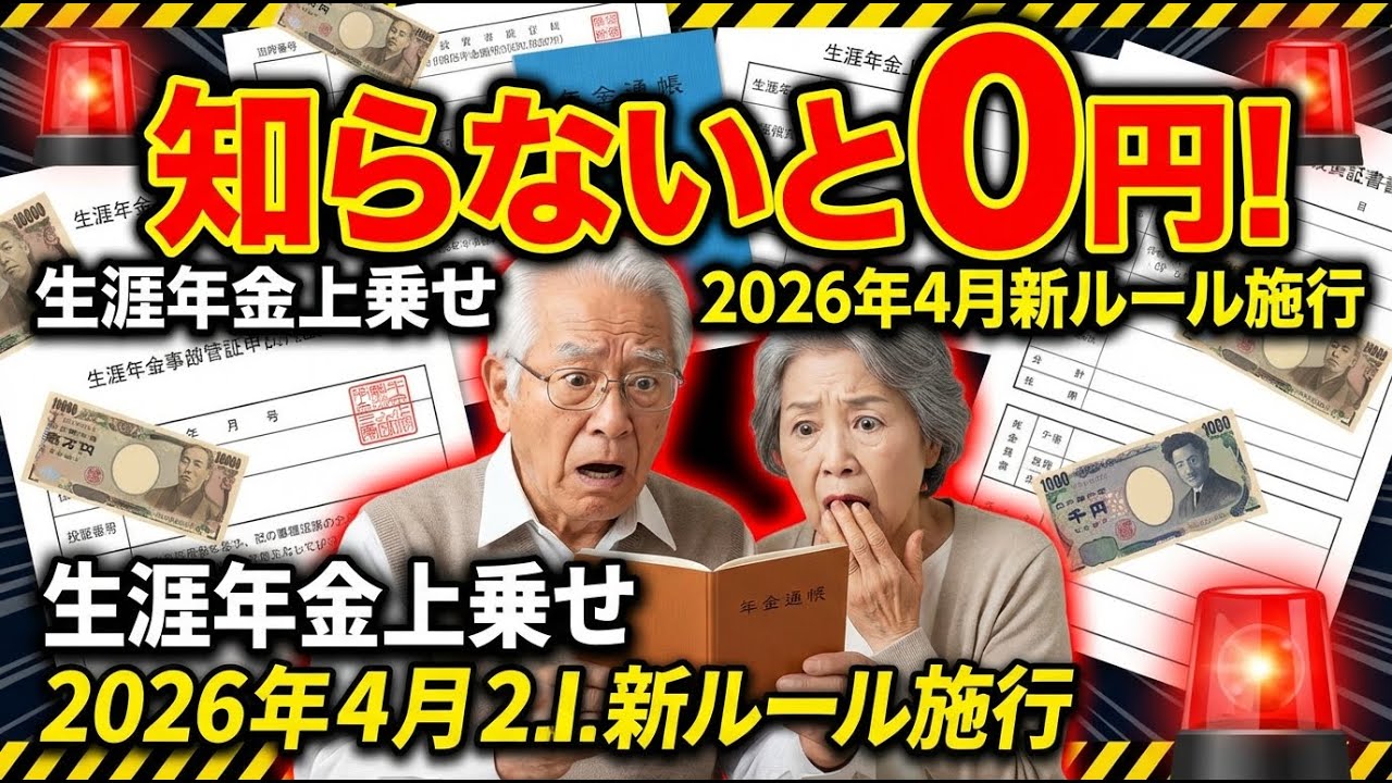【知らないと大損】2026年4月から年金に一生上乗せ！申請しないと0円の新ルールを緊急解説