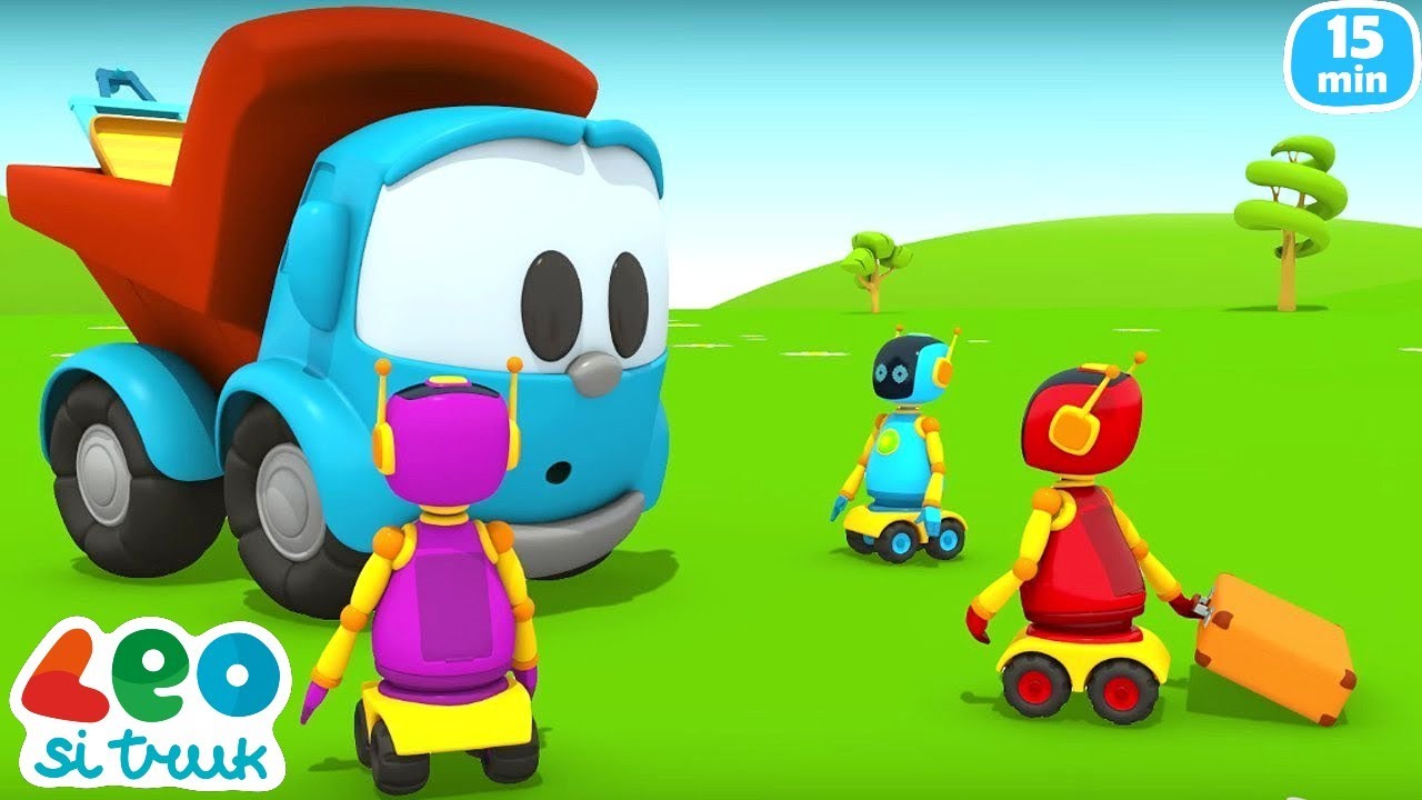 Game mobil dengan Leo si Truk & kendaraan untuk anak. Trailer, mobil es krim & pemotong rumput