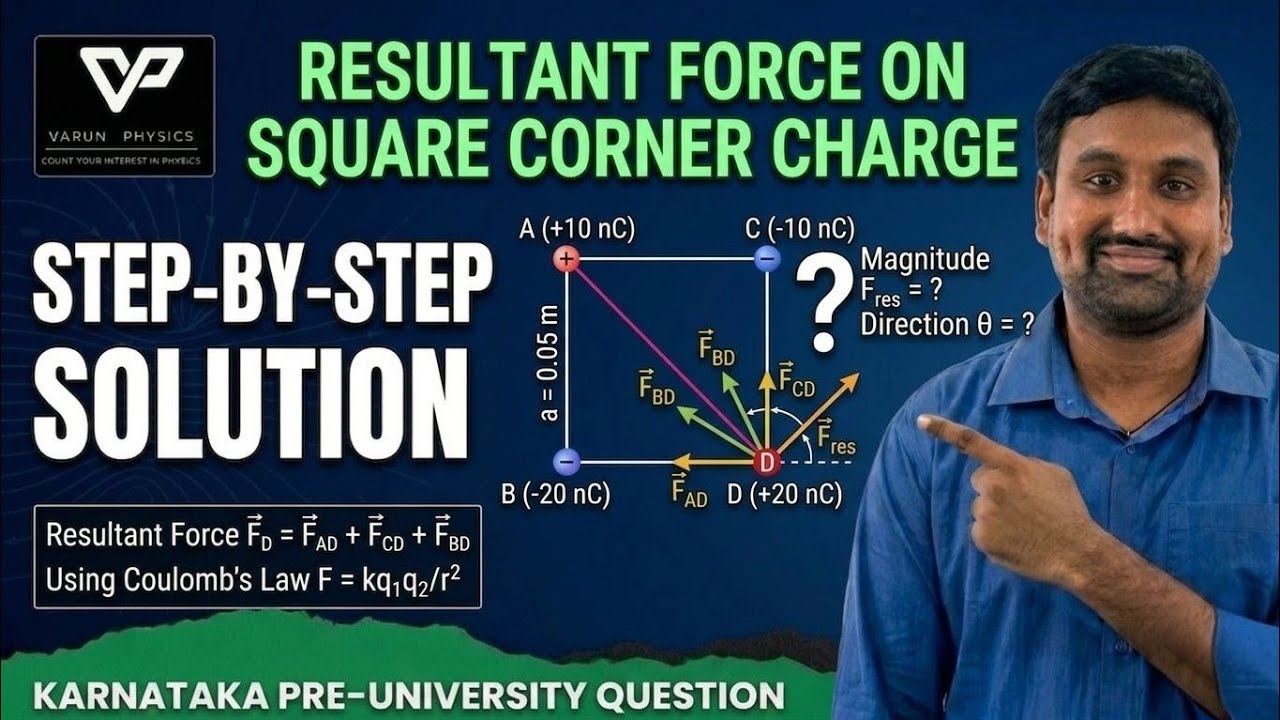Charges of +10nC, – 20nC,– 10nC and +20nC are placed at the corners A, B, C and D respectively of 
