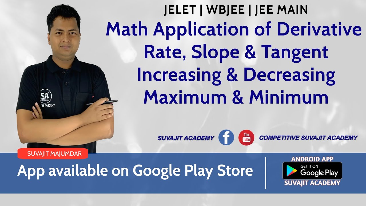 Math Application of Derivative, Rate, Slope & Tangent, Increasing & Decreasing, Maximum & Minimum