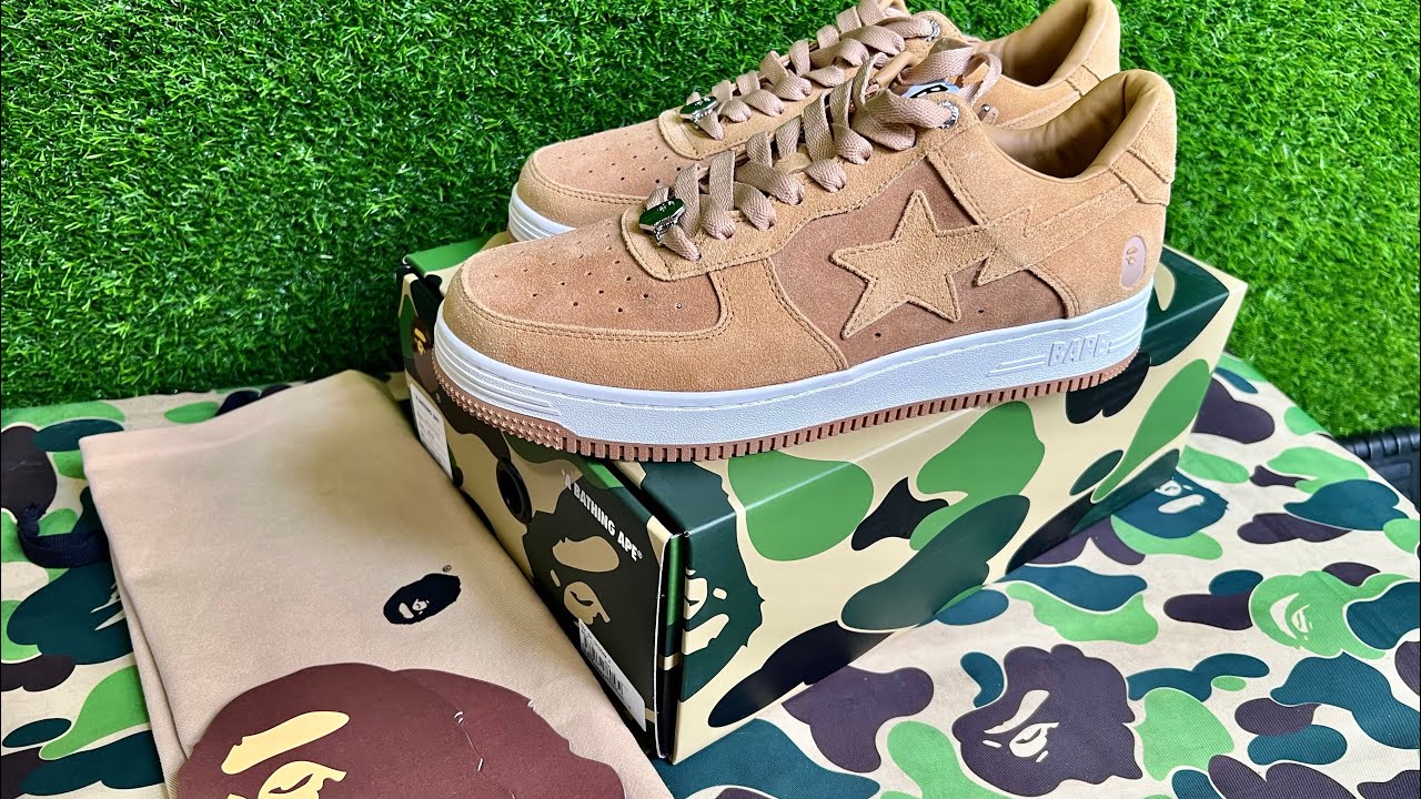2022 Bathing Ape BAPESTA Beige Wheat Colorway Sneakers KITH Unboxing & Review! AF1 Nigo Ronnie Fieg