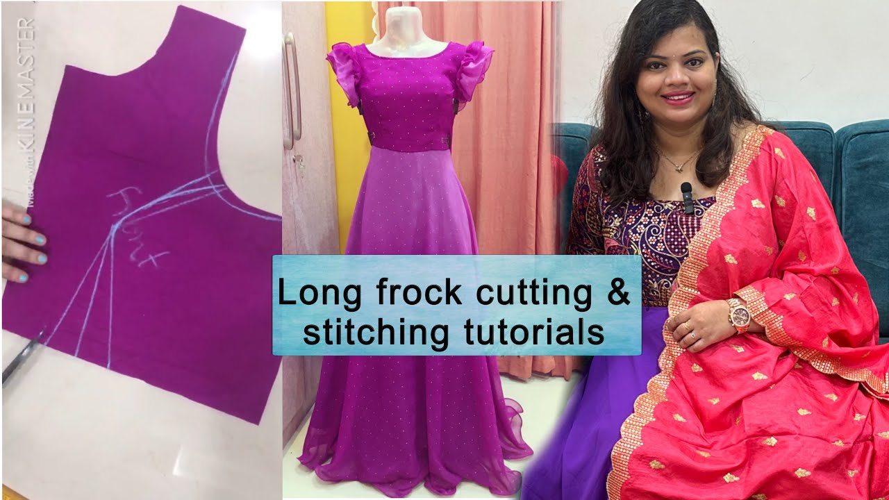 Full circle umbrella cut long frock cutting & stitching tutorials #cndufabrics #cnduoutfits