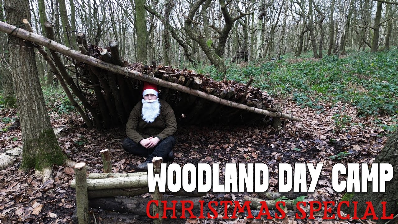 Bushcraft Woodland day camp at the shelter a Christmas special - fixing the fire wall.