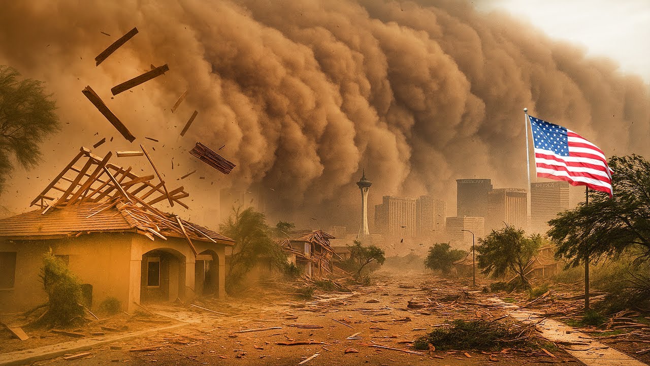CHAOS in Las Vegas ! Terrifying Dust Storm Wreaks Havoc, Uproots Trees, Crushes Cars & Blocks Roads