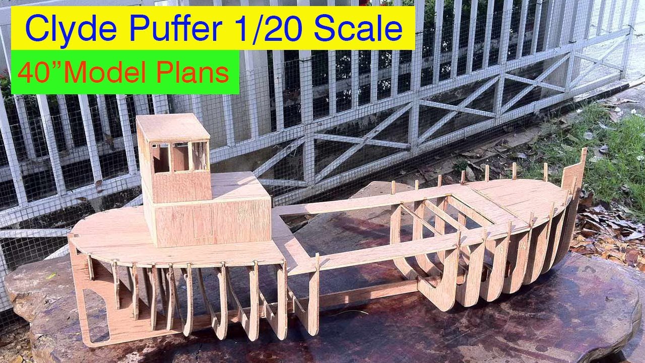 Large Scale Model Boat - RC Clyde Puffer Model - Plank On Frame Build from Frame Kit