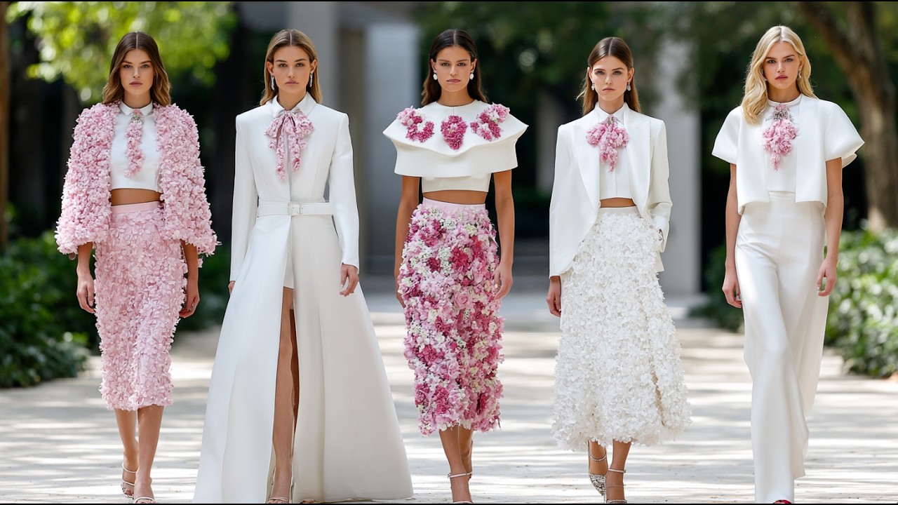 Показ коллекции Carolina Herrera весна-лето 2026 | Пыльно-розовый, облачно-белый и спокойные роск...