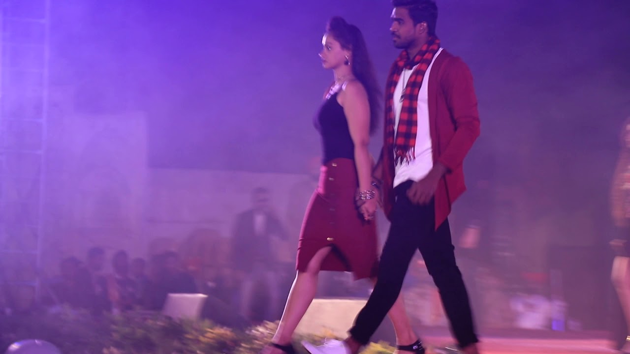 Fashion show walk couple poses