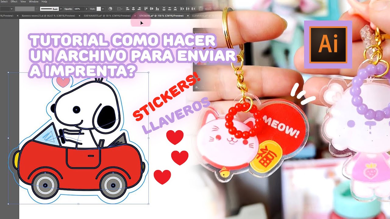 Illustrator Tutorial preparación de archivos para enviar stickers y llaveros de acrilico a imprenta