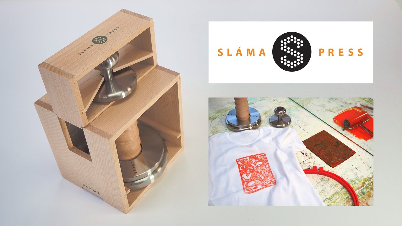 SLÁMA  PRESS grafický kuličkový lis,  tisk na tričko, linoryt. www.slamapress.com