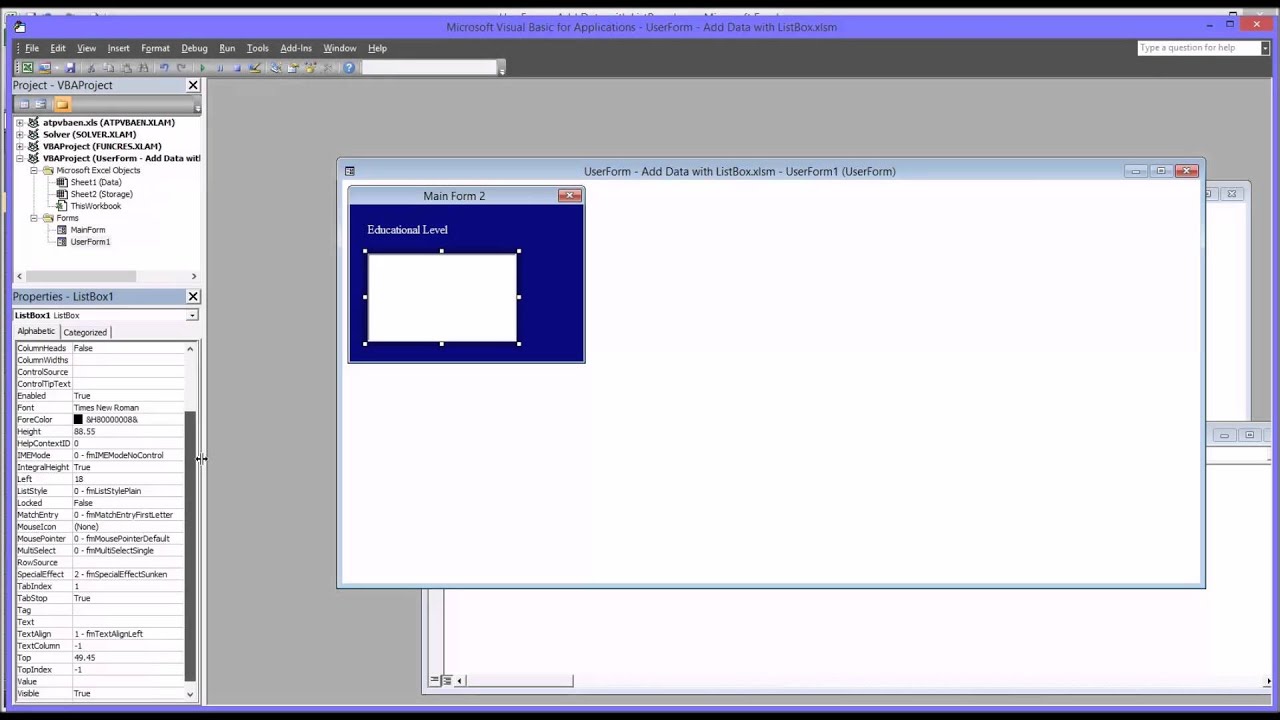 Add Data to an Excel Worksheet with a ListBox on a VBA UserForm