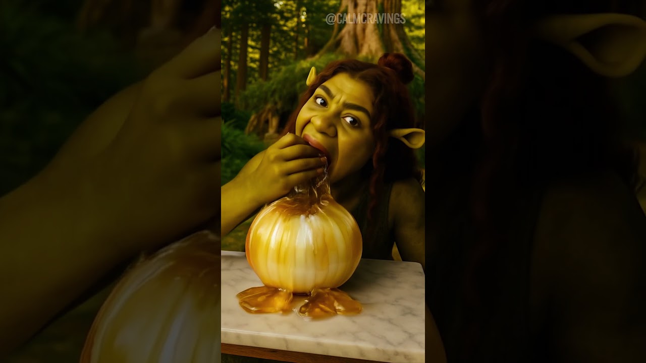 Zendaya as Fiona Eats a Shrek Onion 🍊 #asmr #shrek #zendaya