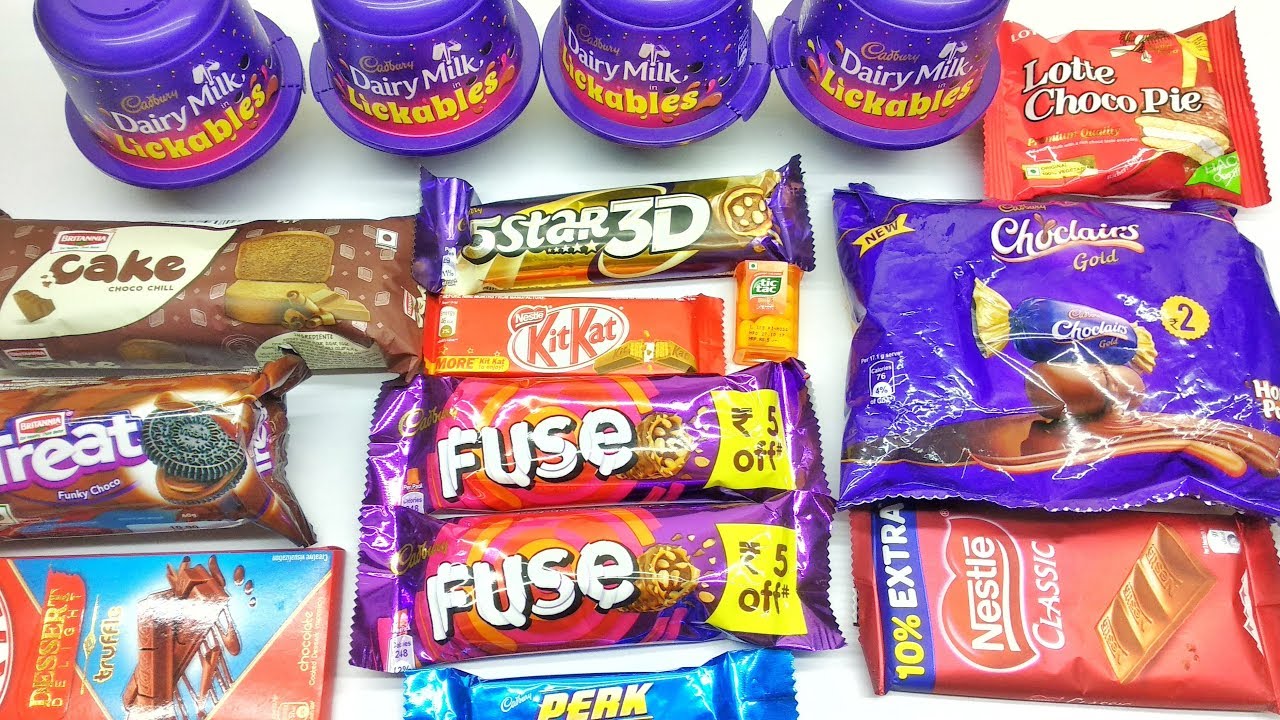 Dairy Milk Lickables, Cadbury Eclairs, Lotte choco pie, Tic Tac, Perk Unboxing only Full HD