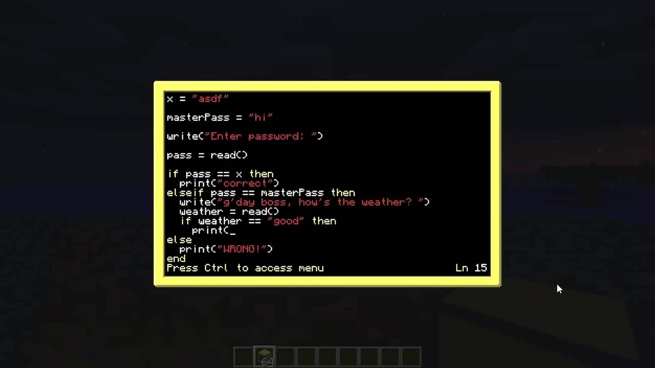 ComputerCraft Tutorial: 4 if