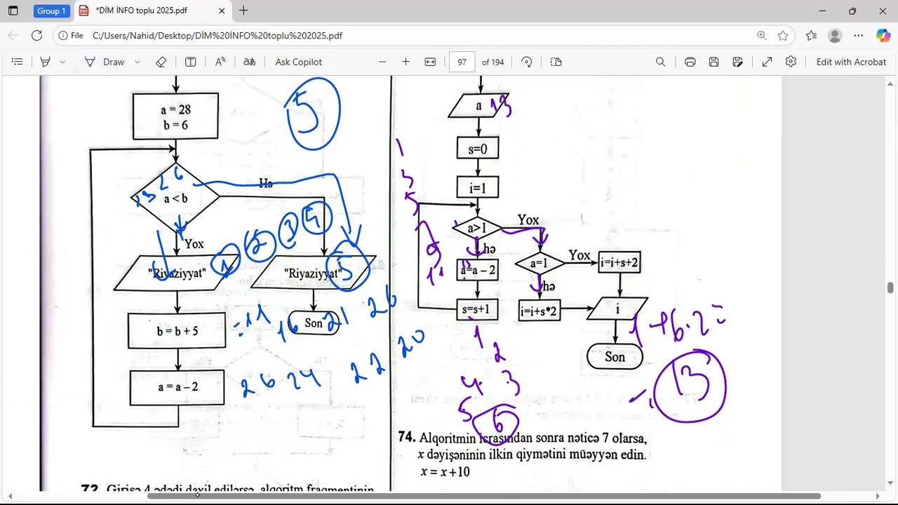Alqoritm 66-126. INFORMATIKA TEST TOPLUSU 2025
