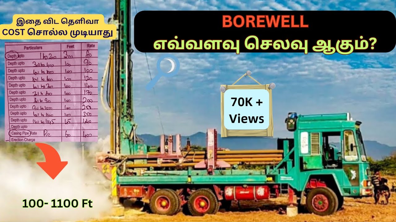 Borewell cost in Tamil  | போர் போட ஆகும் செலவு ? Bore well drilling step by step | Bore motor tips