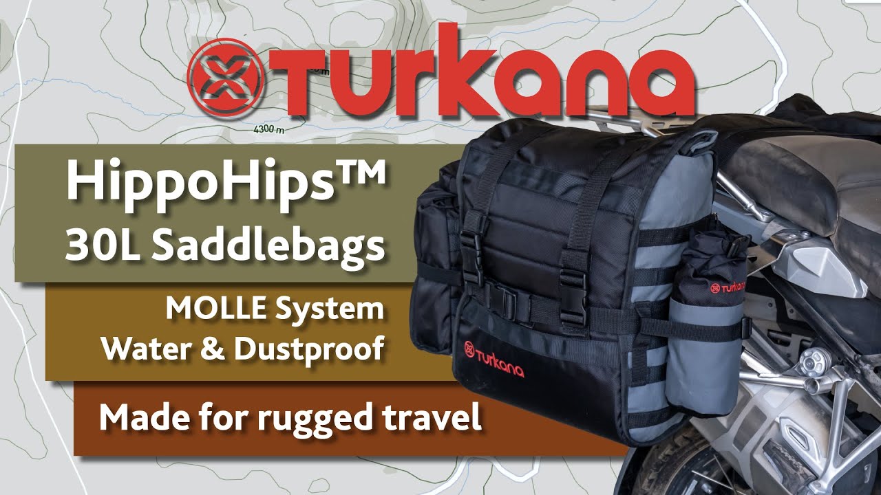 Turkana HippoHips™ 30L classic over the seat style motorbike waterproof adventure saddlebags