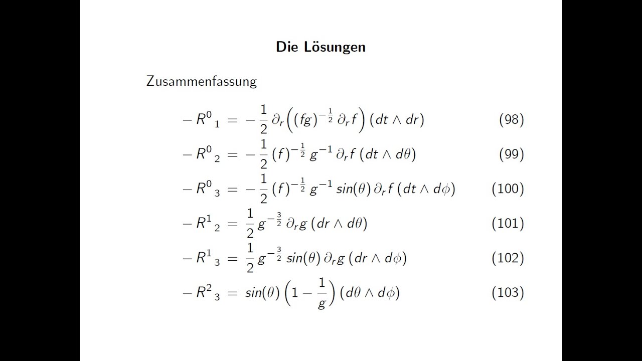 Die Schwarzschild Lösungen (2/4) - Lösung der Cartan Gleichungen