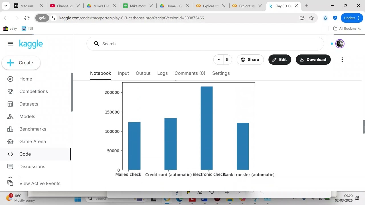 Use catboost to predict on the probability a customer will churn