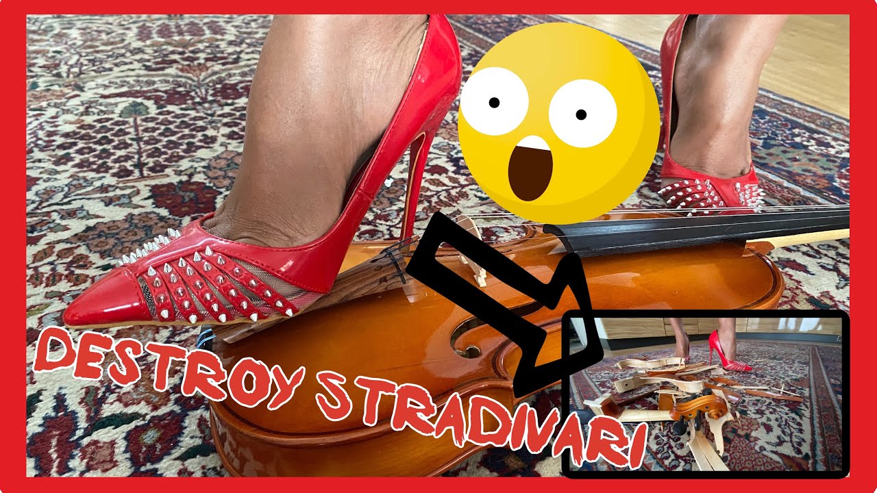 👠 🎼 Destroy my 2.5 Mill. Stradivarius Violin in 6 Inch red High Heels 👠