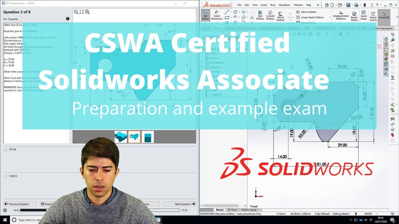 CSWA | Certified Solidworks Associate practise exam and tips on preparing | Solidworks tutorial
