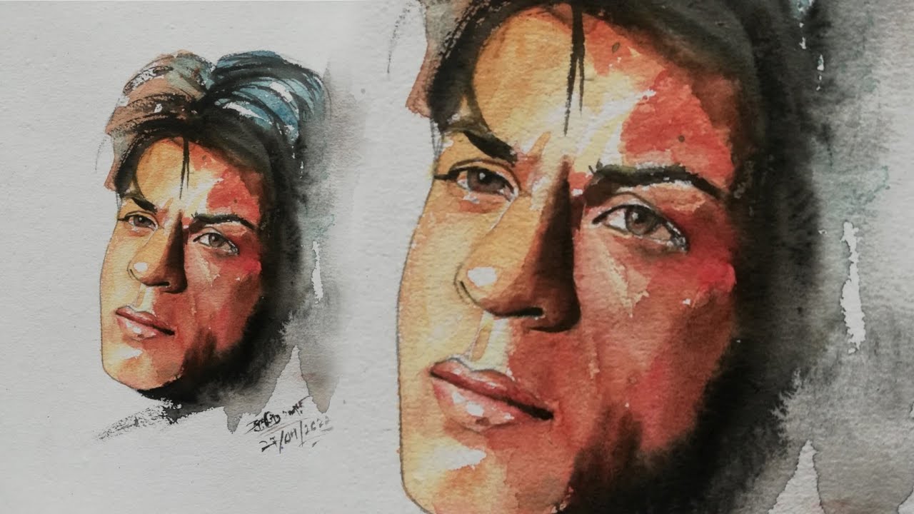 Watercolor in 15 Minutes? | Watercolor Painting of Shah Rukh Khan ❤️ | Watercolor Drawing | Surajit
