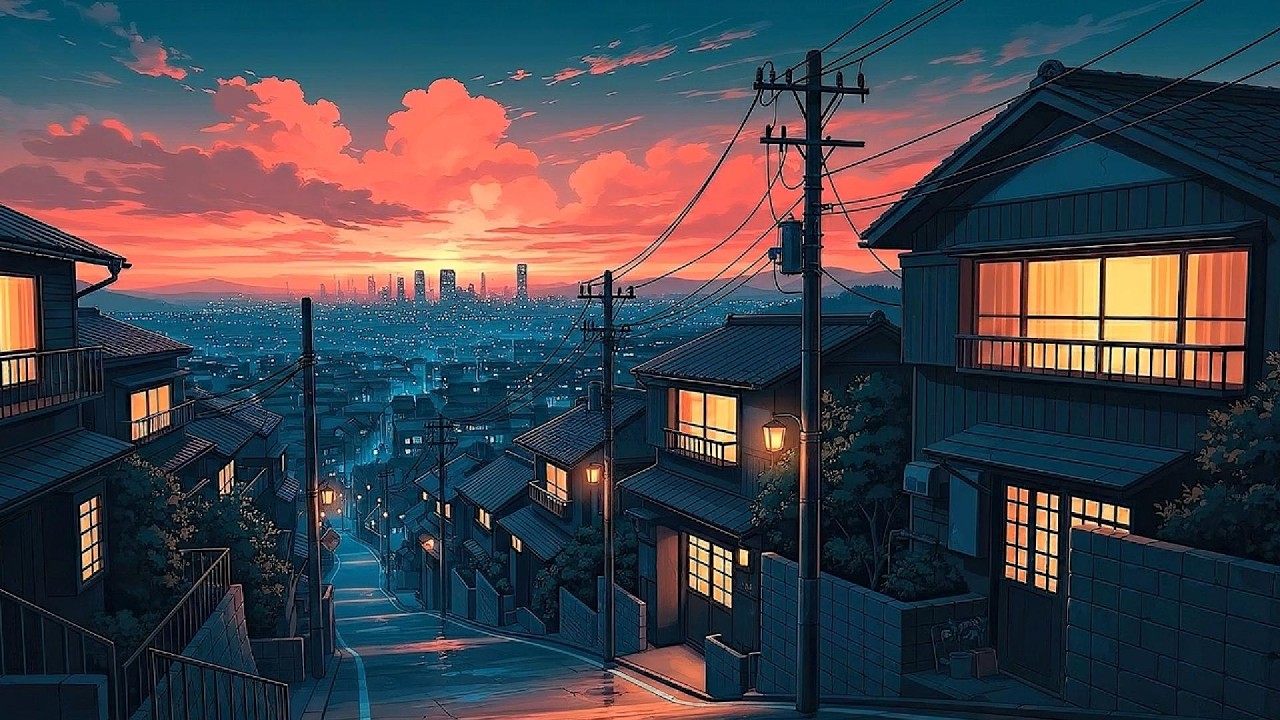 Japanese Sunset Street 🌇 Cozy Neighborhood Ambience & Chill Lofi Beats 🎶 Study / Relax / Sleep