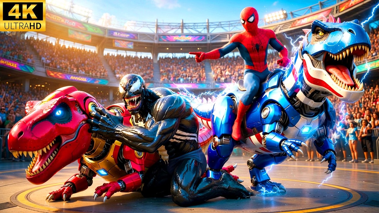 SPIDERMAN Wins The Legendary T-Rex Dinosaur Racing Championship 🏆 Epic Superhero Race!
