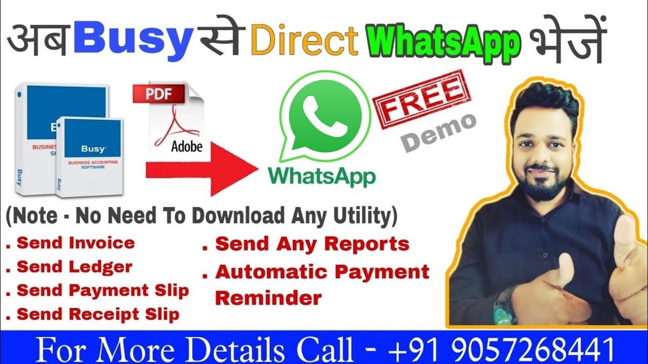 WhatsApp From Busy. How To Send Direct WhatsApp From Busy Software. WhatsApp Integration in Busy.