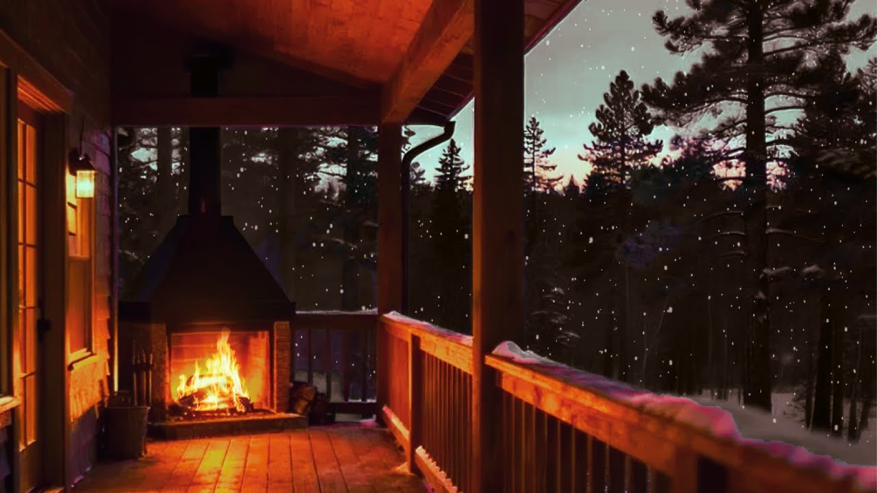 Deep Sleep in a Cozy Winter Fireplace ❄️ Soft Piano & Night Ambience