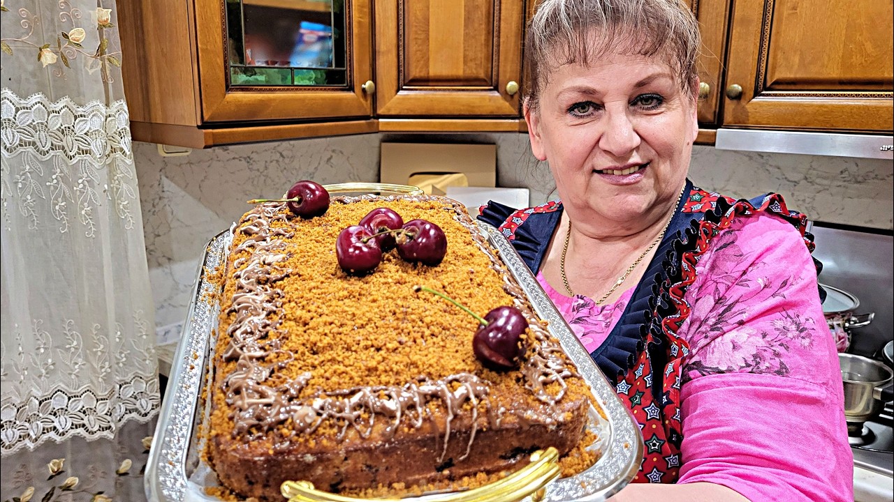 Сезонный Пирог с ВИШНЕЙ!  ВКУСНЕЕ любого ТОРТА ! Просто тает во рту. Выпечка в духовке.