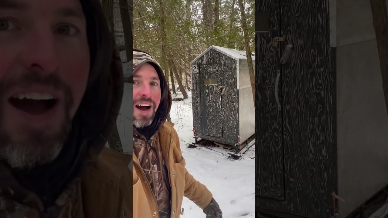 Ice hut in the wilderness! Wilderness camp using ice fishing hut! #camping #icehut #wilderness