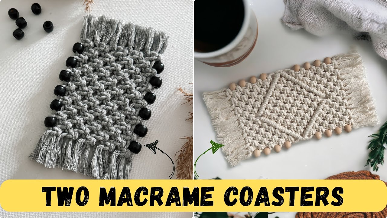 DIY TWO EASY MACRAME COASTER FOR BEGINNERS | MACRAME TUTORIAL | Makramowa podkładka pod kubek