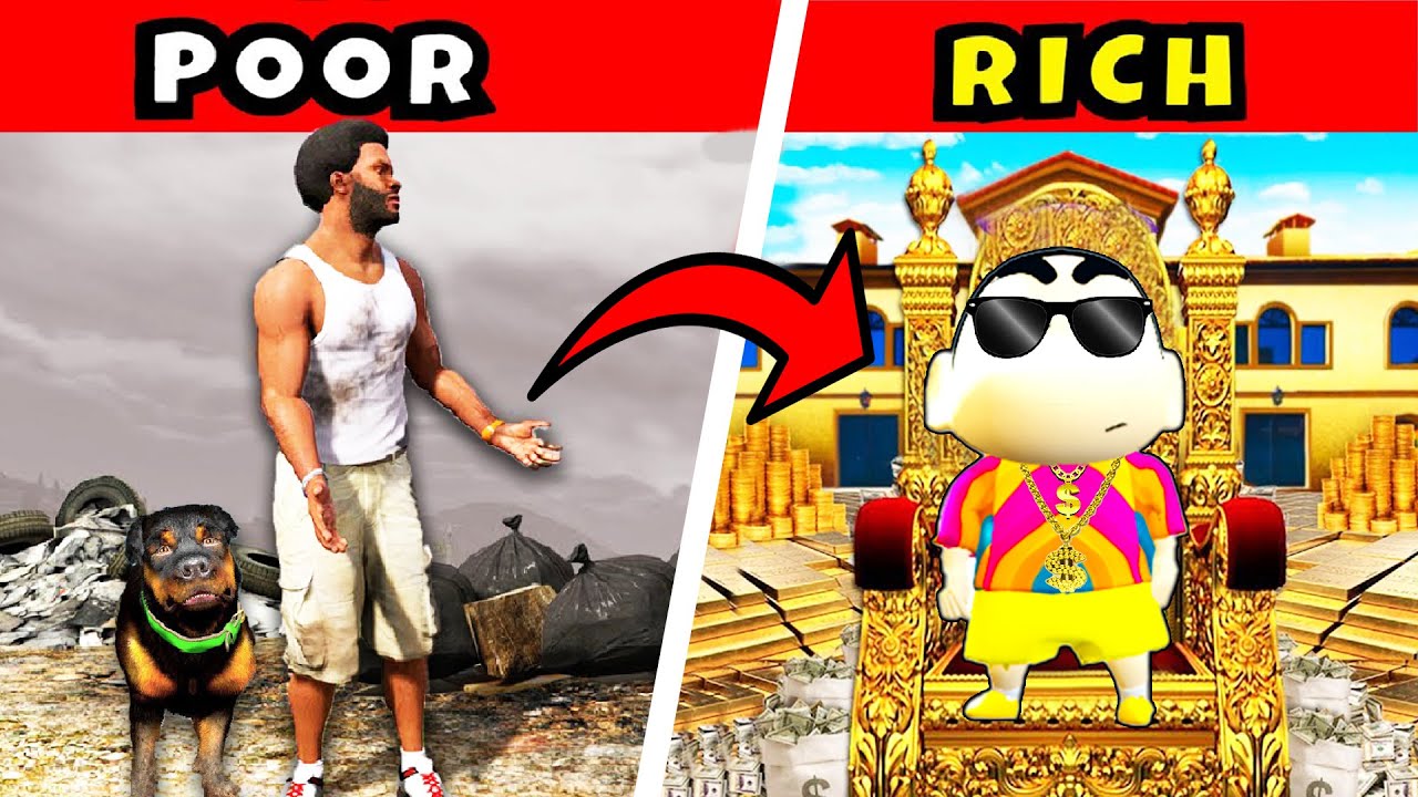 Franklin Become POOR and Shinchan Become TRILLIONAIRE in GTA 5 | SHINCHAN and CHOP