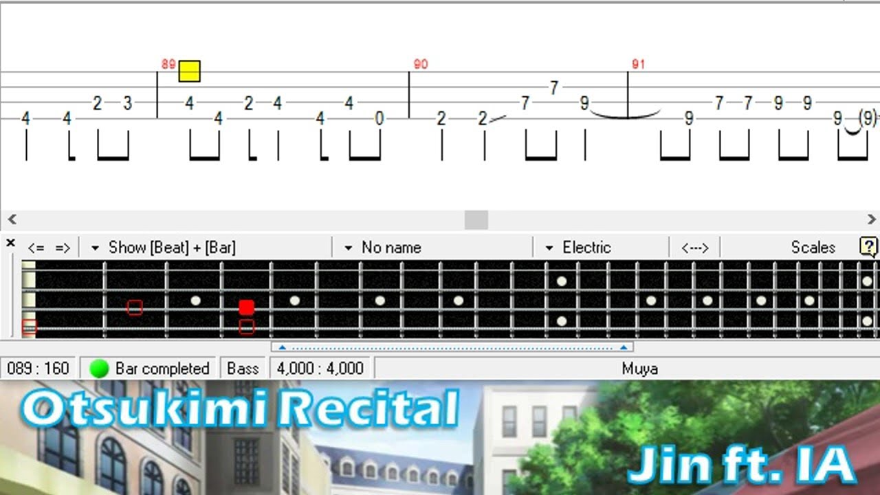 オツキミリサイタル / じん ft. IA / ベース [TAB] Otsukimi Recital - Jin - Bass