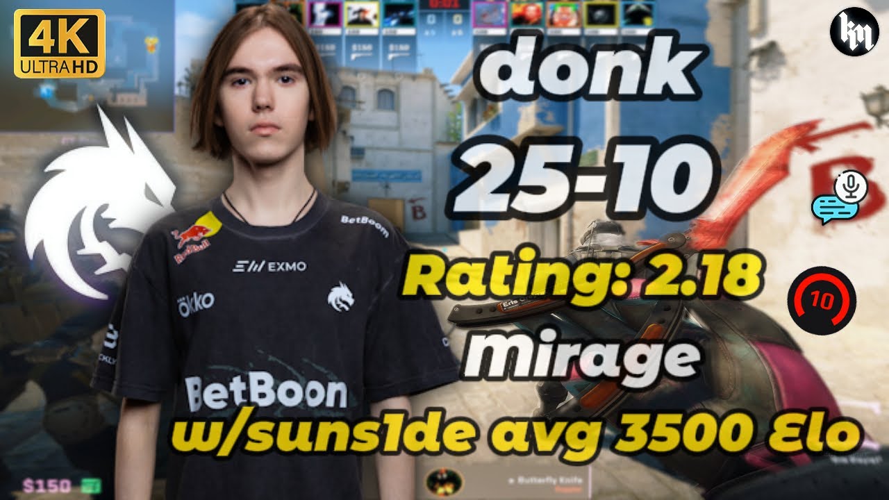 donk (25-10) w/suns1de avg 3500 ELo | Mirage | CS2 DEMO #cs2 #donk