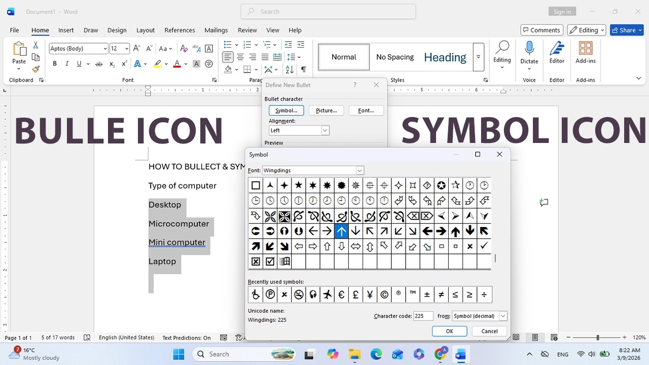 How to Insert Bullet & Symbol Icon in MS Word? | Word Tutorial